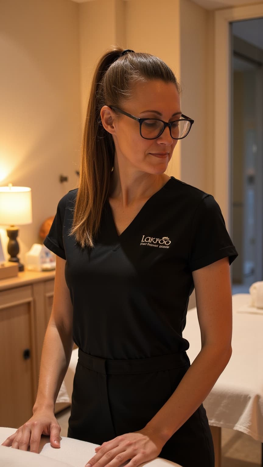 Laura Martinez, Licensed Massage Therapist at work